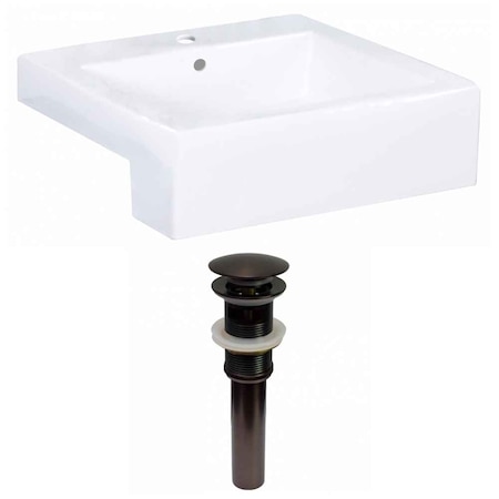 AMERICAN IMAGINATIONS 20.25-in. W Semi-Recessed White Vessel Set For 1 Hole Center Faucet AI-31249